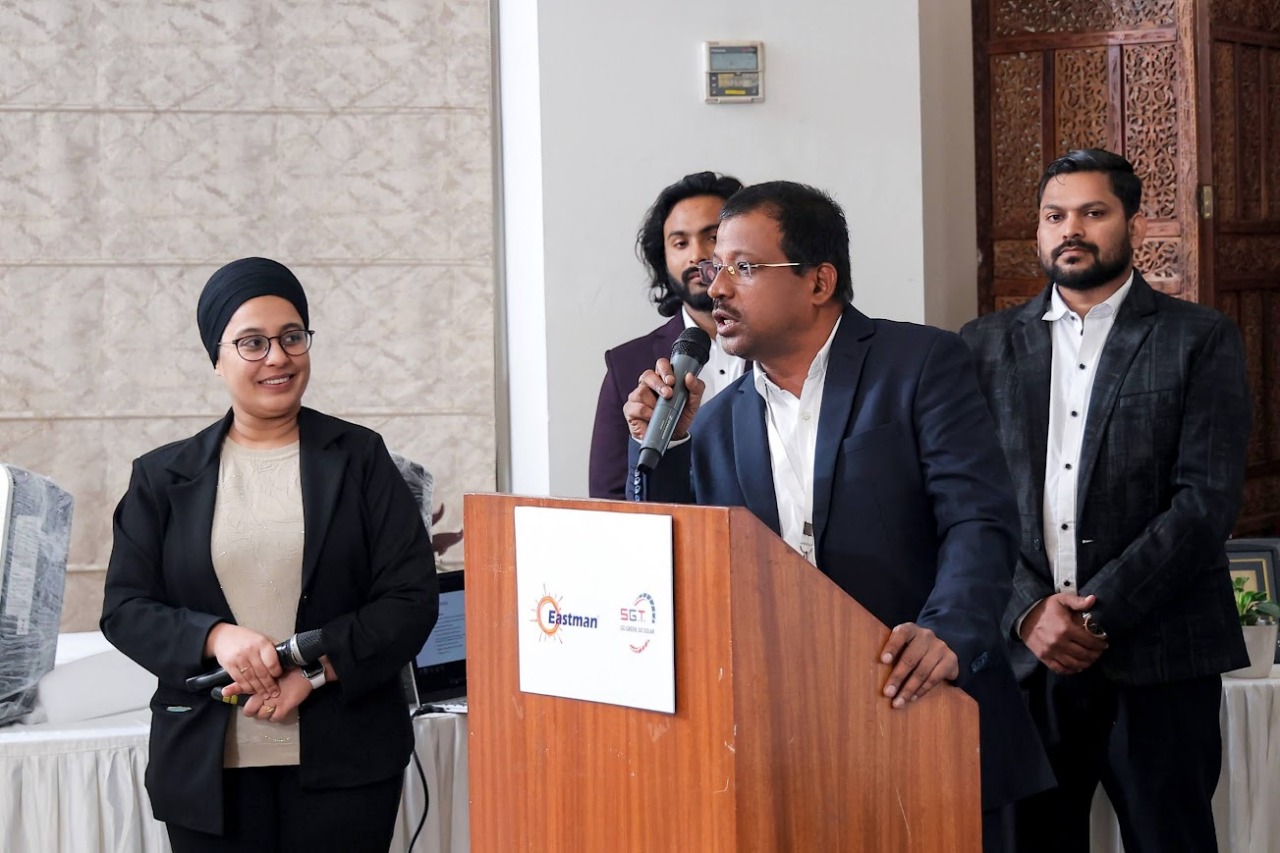 P. Venkat Reddy delivering a renewable-energy industry address