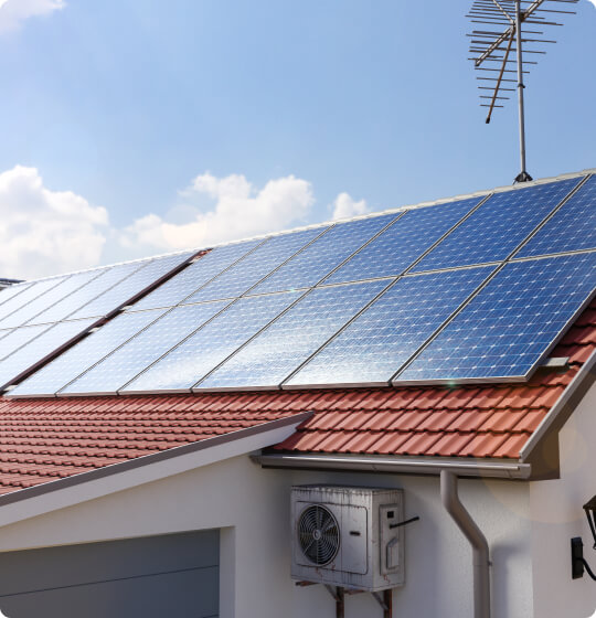 Rooftop solar system installed on a tiled residential roof