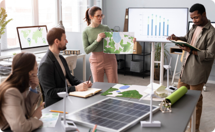 SHSEIP consultants planning a solar project with a customer