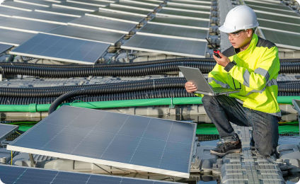 SHSEIP technicians installing rooftop solar panels